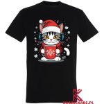 Koszulka Świąteczny Kot z Gorącą Czekoladą