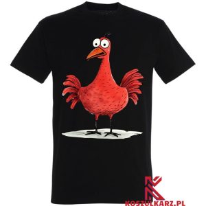 Koszulka z nadrukiem Czerwona Kurka, Kolorowy Akcent na Co Dzień