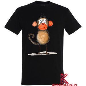 Koszulka z nadrukiem Zaskoczona Małpka, Uśmiech na Każdym Kroku