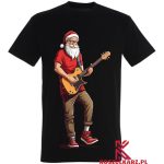 Rockowy Święty Mikołaj Koszulka z Gitarowym Akcentem
