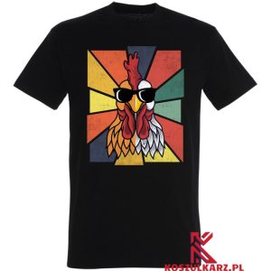 Koszulka z nadrukiem retro kolorowego kurczaka