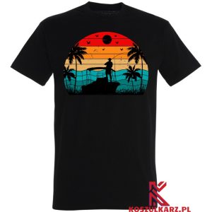 Koszulka z nadrukiem Retro Wędkowanie przy Zachodzie Słońca