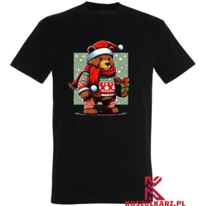 Uroczy Miś w Sweterku – Świąteczna Koszulka dla Każdego Misia