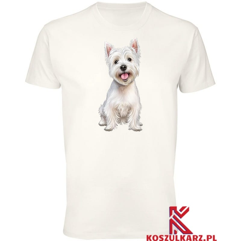 Koszulka z nadrukiem psa West Terrier west terier meska biala