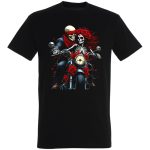 Miłość na motocyklu skull rider koszulka z różą