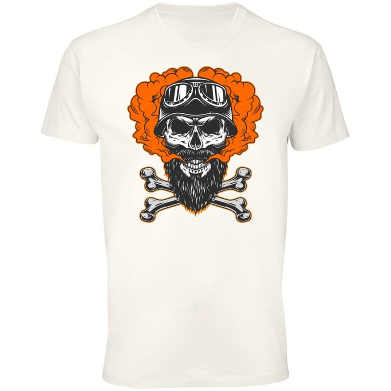 motocyklista czaszka meska white