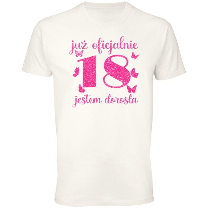 oficjalnie dorosla 18 rozowa meska white