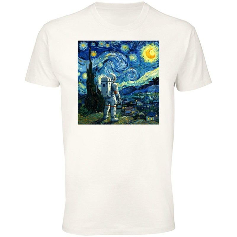 van gogh starry night astronaut space lovers meska white